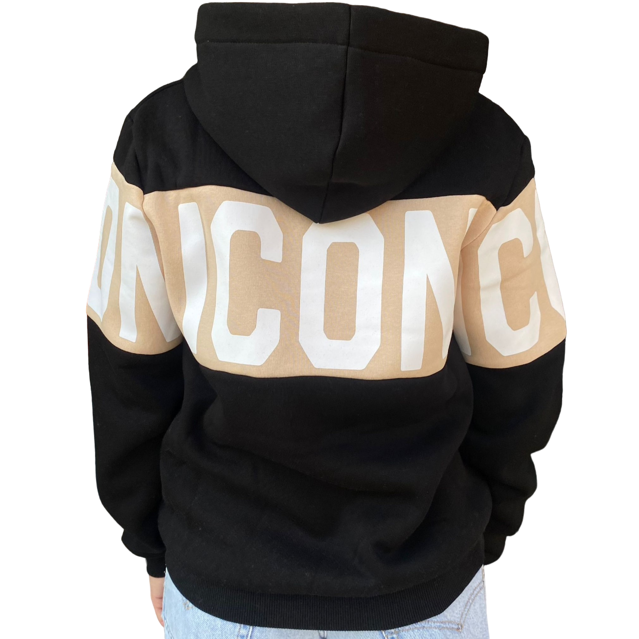 Icon felpa con cappuccio logo da ragazzi IBSW00339 nero-avorio dietro e cappuccio