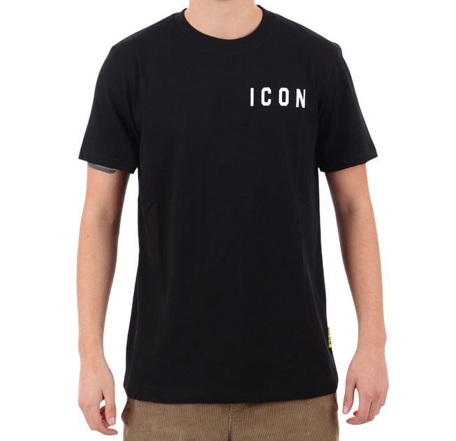 Icon maglietta manica corta da uomo con logo lato cuore ICUS2S5T022 nero