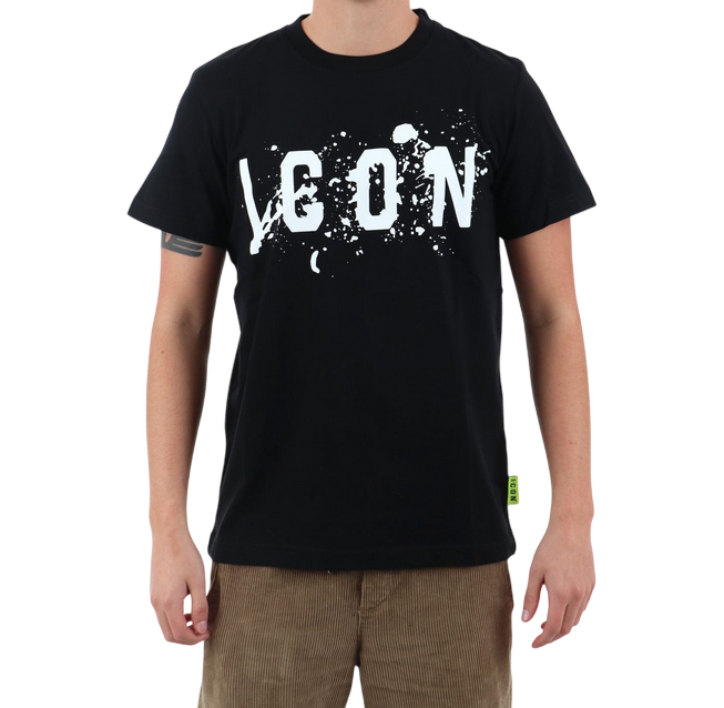 Icon maglietta manica corta da uomo con logo schizzato ICUS2S5T017 nero
