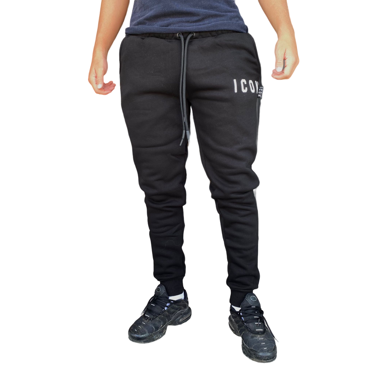 Icon pantalone sportivo con tasche a polsino al fondo caviglia IU9018P nero