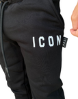 Icon pantalone sportivo con tasche a polsino al fondo caviglia IU9018P nero