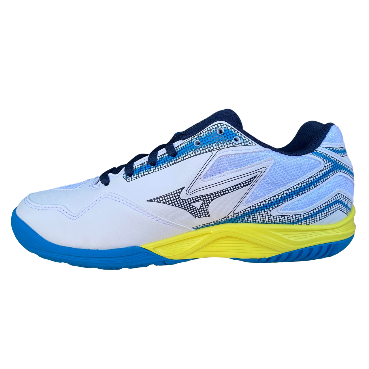 Mizuno scarpa da tennis da uomo Break Shot 4 AC 61GA234015 bianco-giallo-azzurro