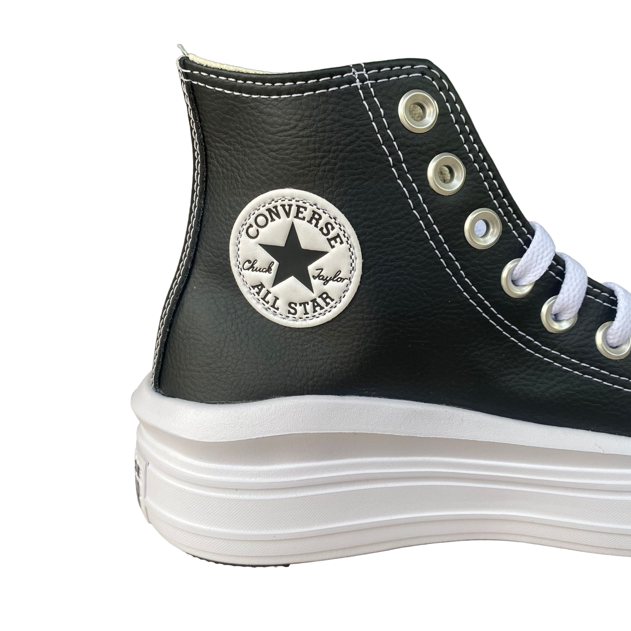 Converse scarpa sneakers da donna con zeppa in pelle Chuck Taylor All Star Move A04294C nero-bianco