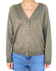 Pepe Jeans maglia cardigan da donna con borchie Halo PL702186 676 verde muschio