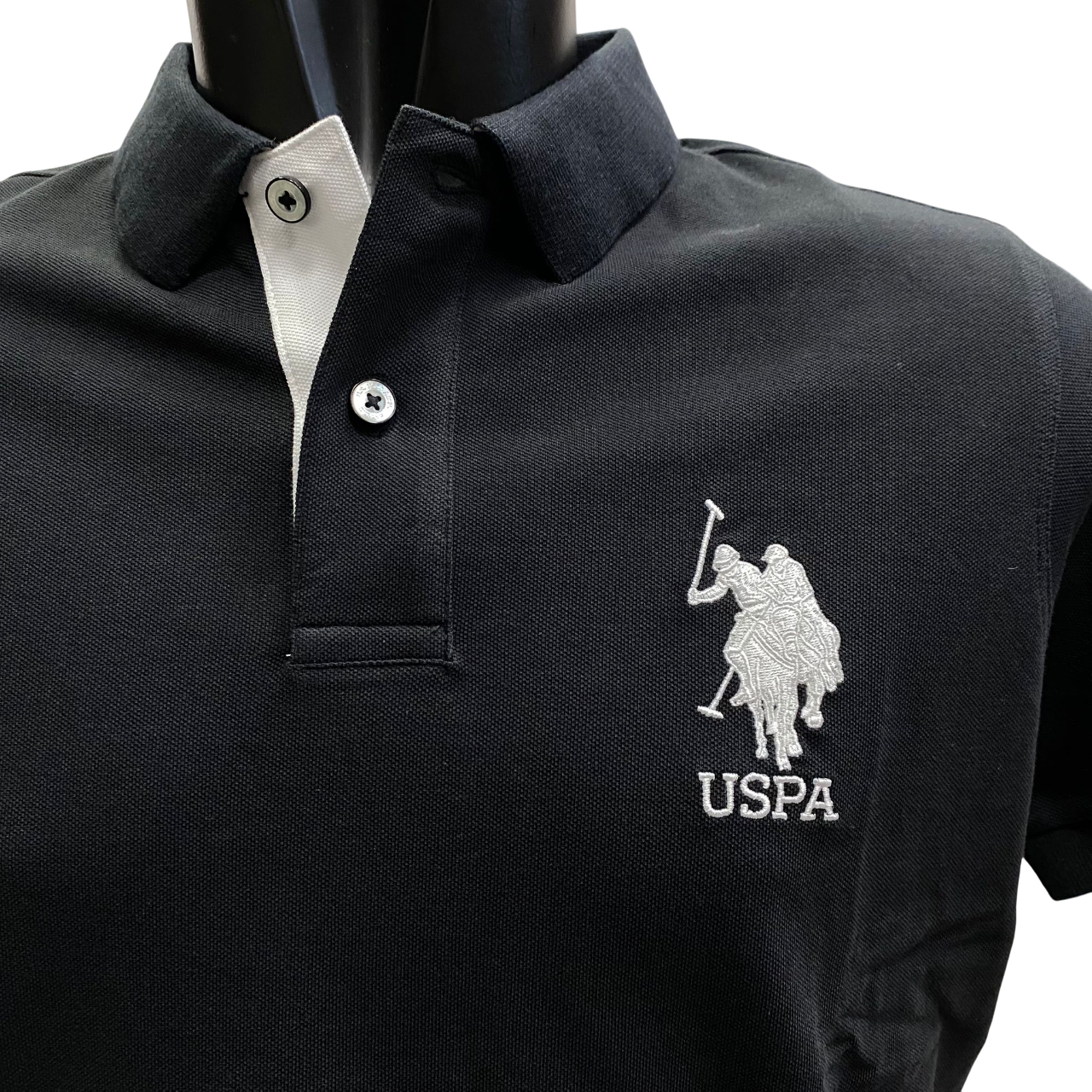 U.S.Polo Assn. Polo manica corta da uomo in cotone piquet con retrocollo a contrasto Kory US41197004 199 nero