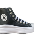 Converse scarpa sneakers da donna con zeppa in pelle Chuck Taylor All Star Move A04294C nero-bianco