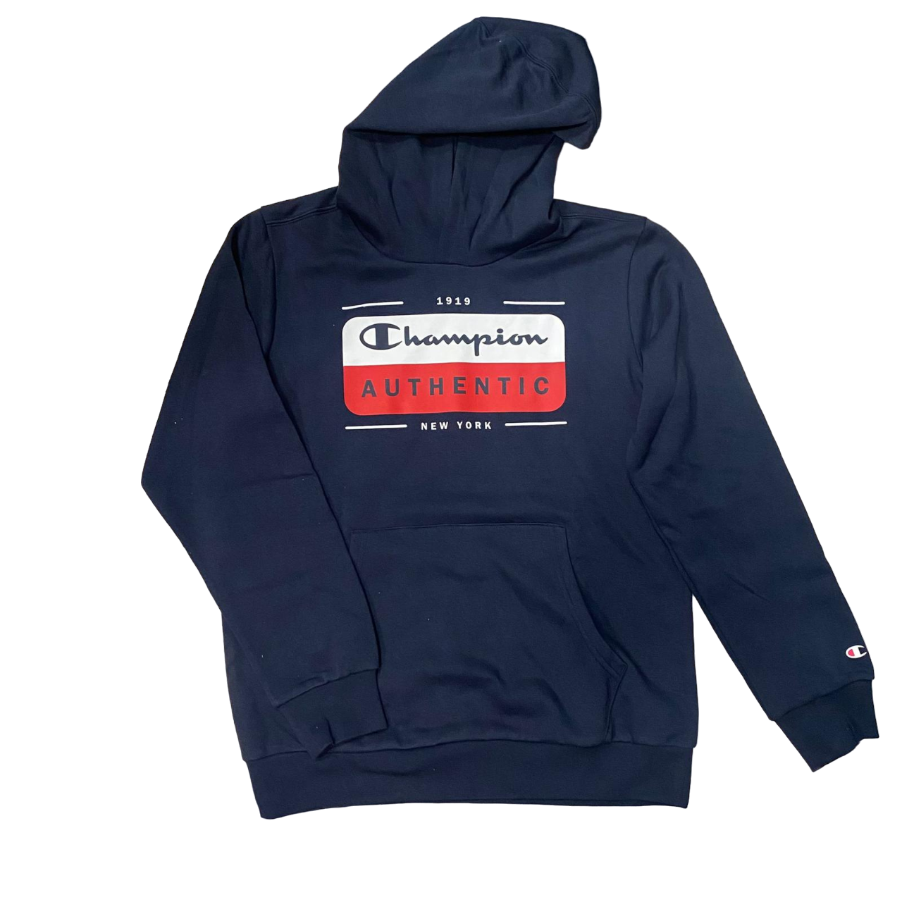 Champion felpa con cappuccio in felpina leggera con logo sul petto Legacy 306512 BS501 blu scuro