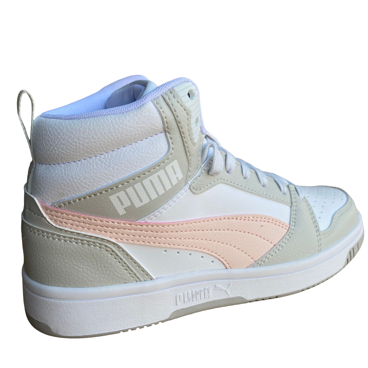 Puma Scarpa sneakers alta da ragazza Rebound v6 Mid 393831 04 bianco-rosa-grigio