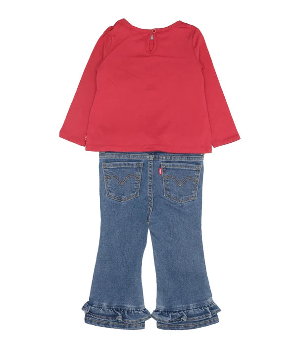 Levi's completo bimba t-shirt e jeans 1ER589 R2G rosso