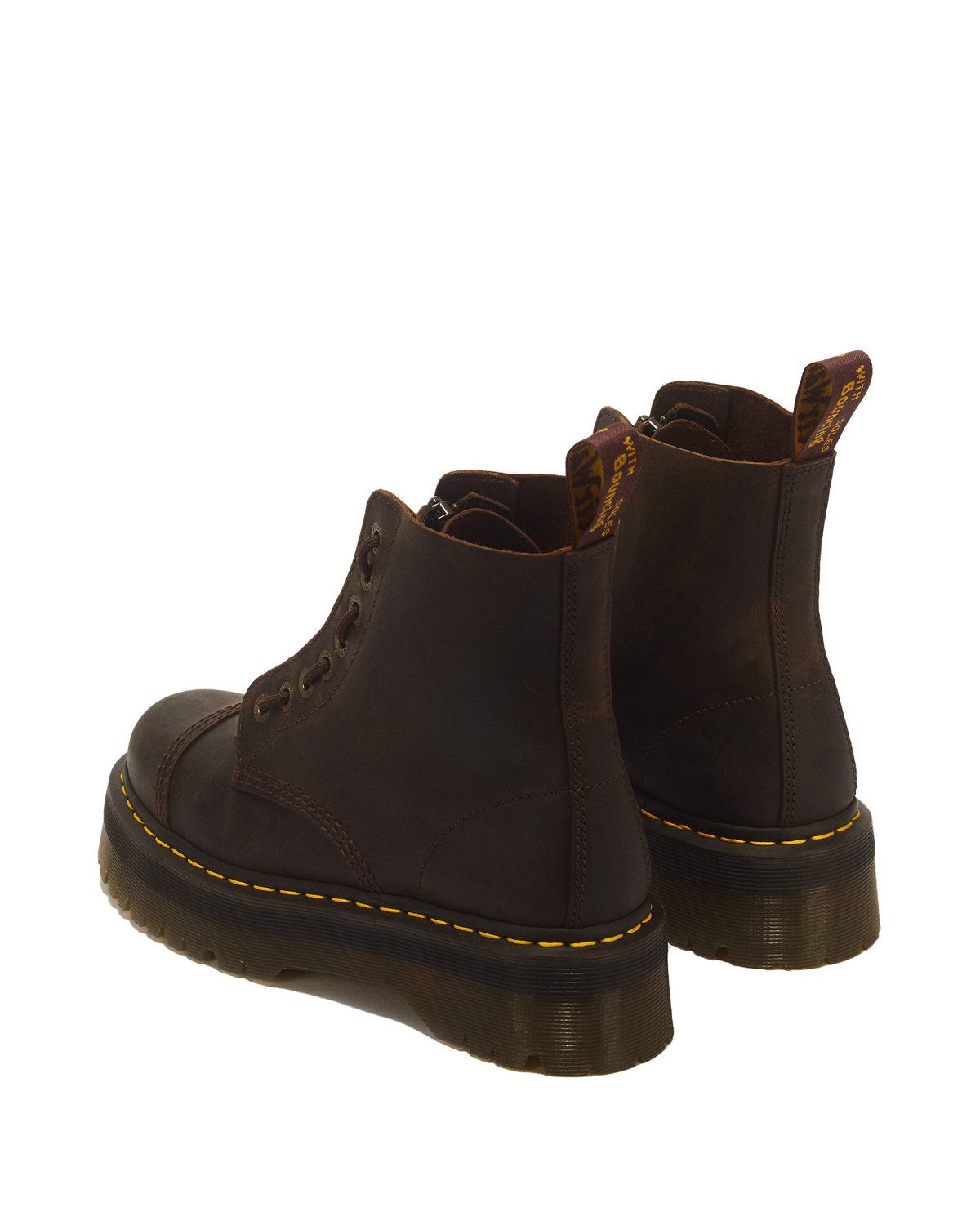 Dr. Martens Sinclair 40910200 Donna Marrone - Stivale Platform Pelle Crazy Horse Zip