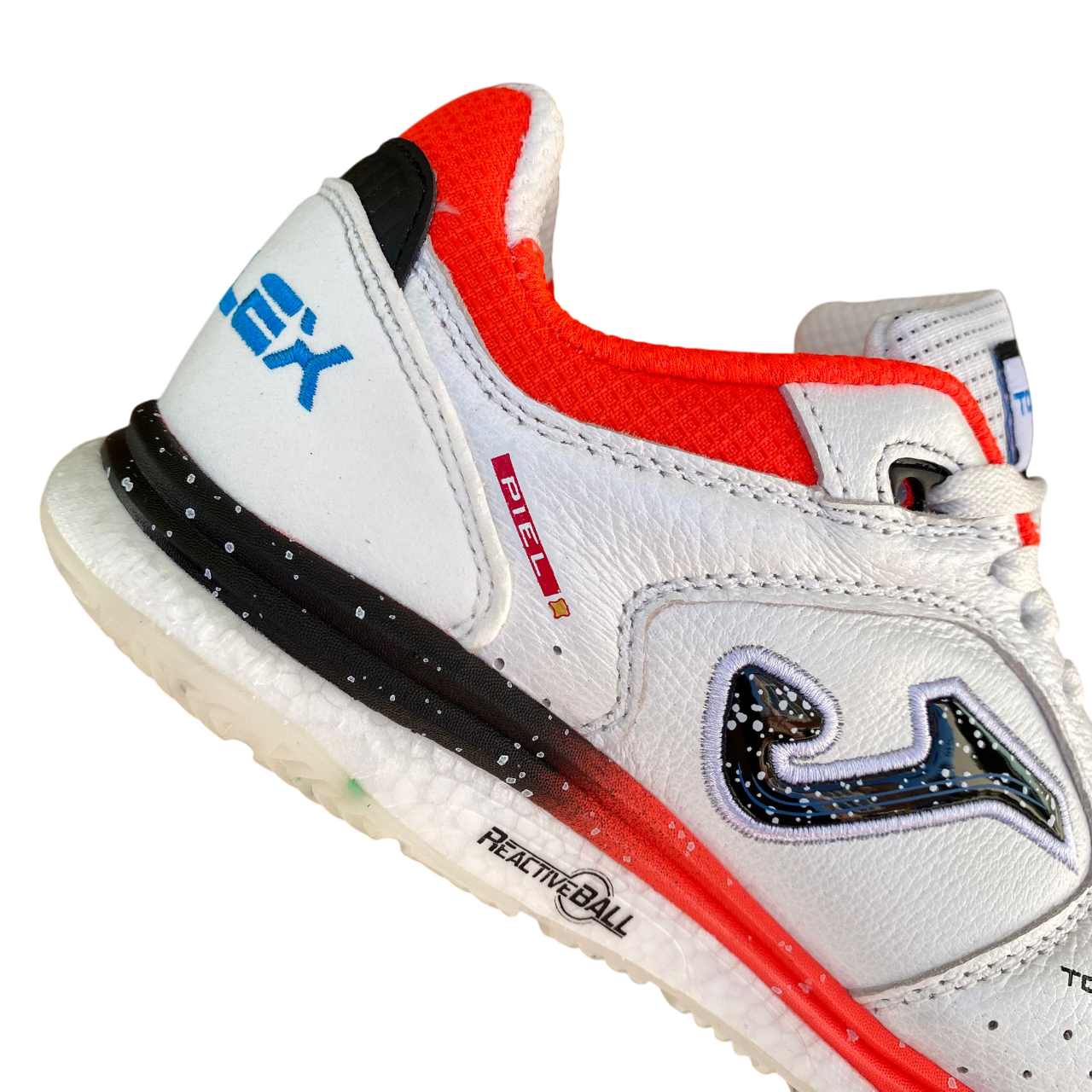 Scarpe da calcetto indoor Joma Top Flex Rebound 2532 bianche per uomo, vista dettaglio tallone