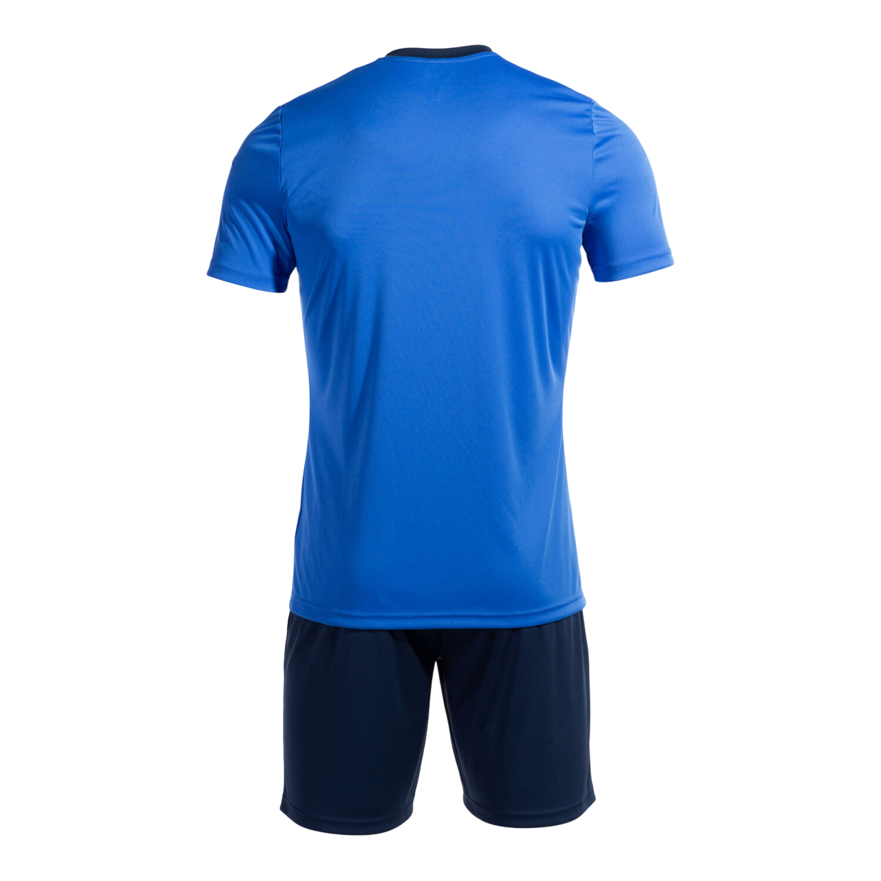 Completo calcio Joma Victory Set uomo #103734.703 blu reale/blu navy, maglia con collo a V e pantaloncino coordinato, tessuto traspirante con dettagli a contrasto