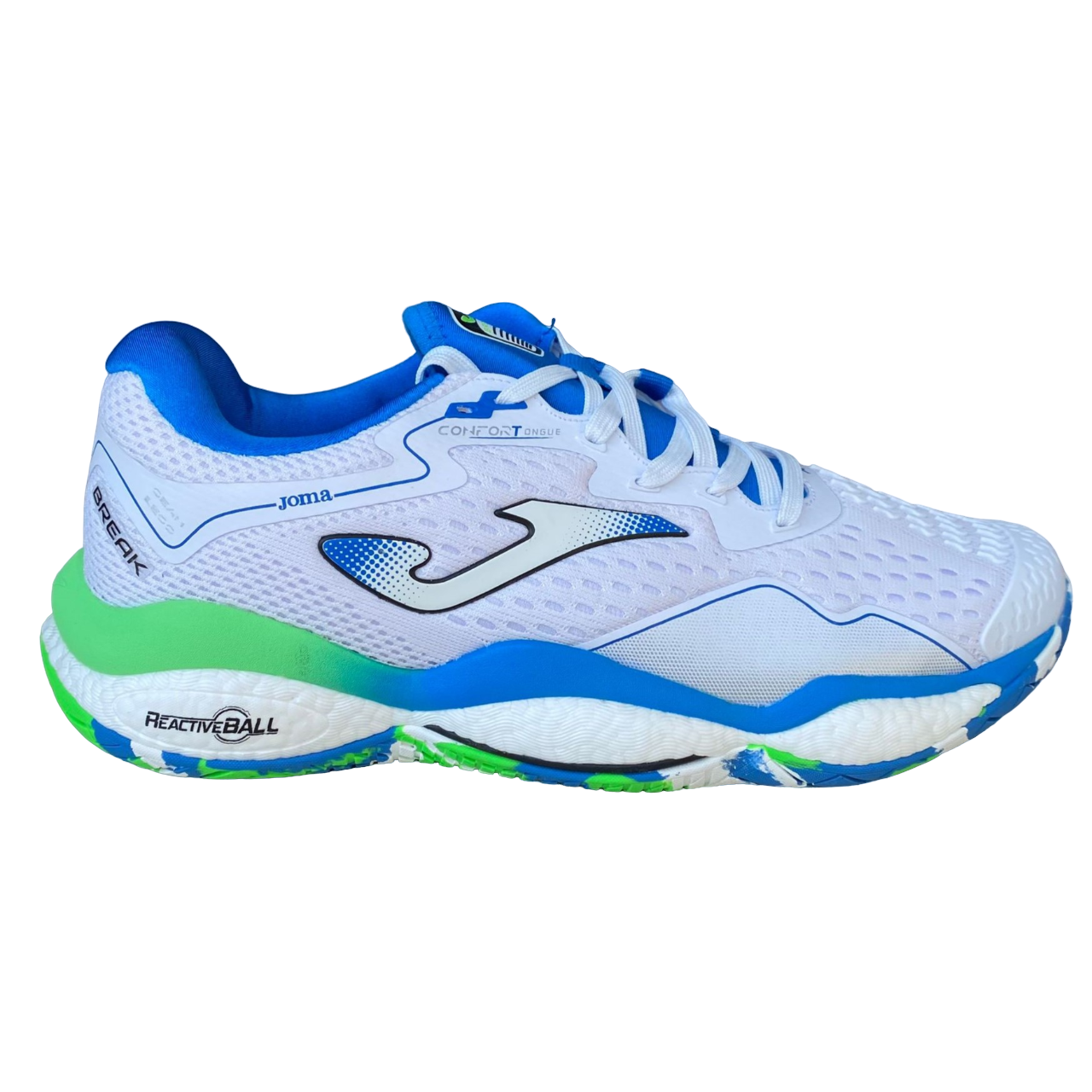 Joma scarpa da Tennis Padel da uomo Break Men 2302 bianco-azzurro frontale