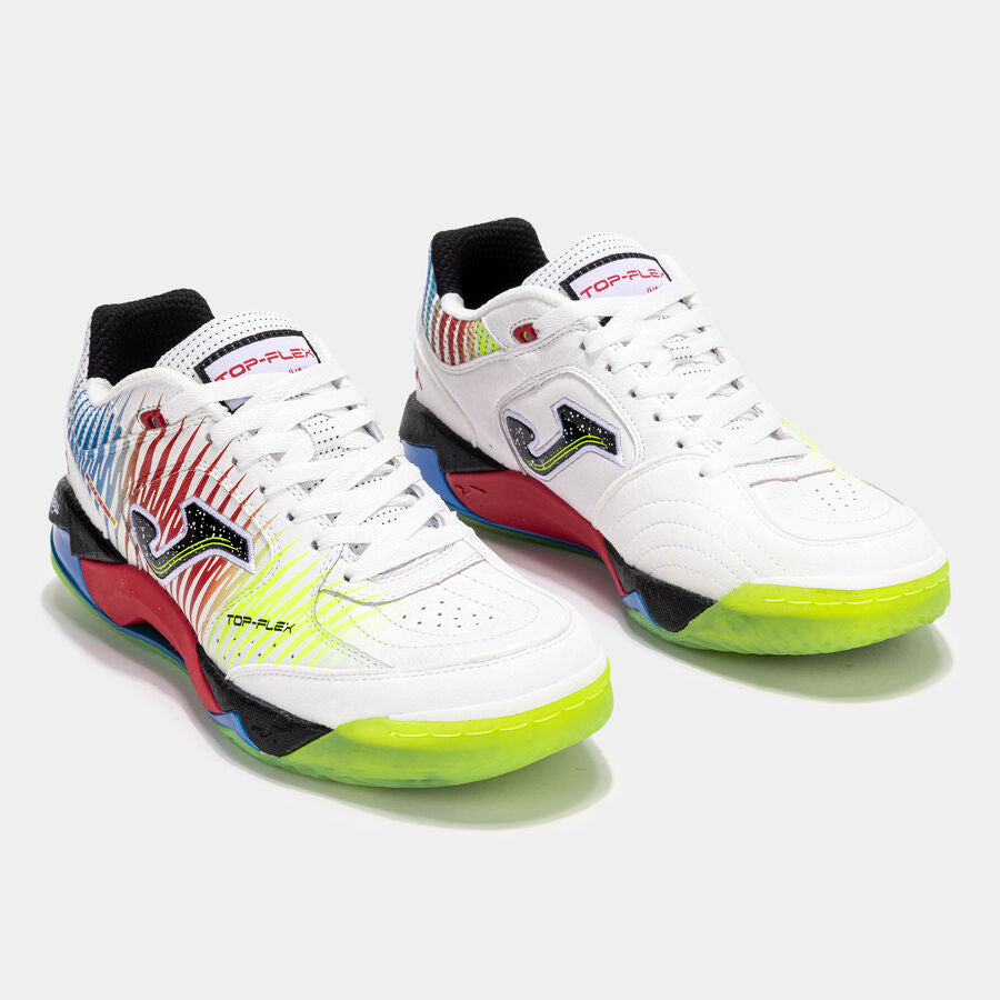 Joma scarpa da calcetto indoor Top Flex Plus76 TOUW2576IN bianco-giallo