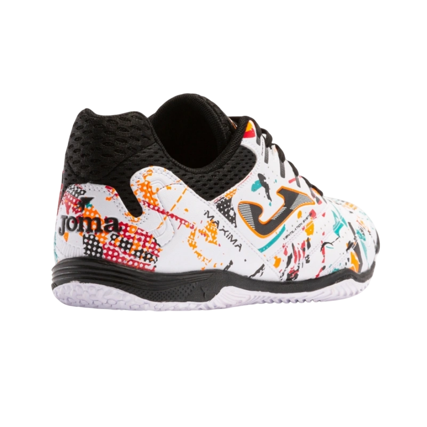 Joma scarpa da calcetto indoor da uomo Maxima 2332 bianco-arancio-rosso - Vista Posteriore