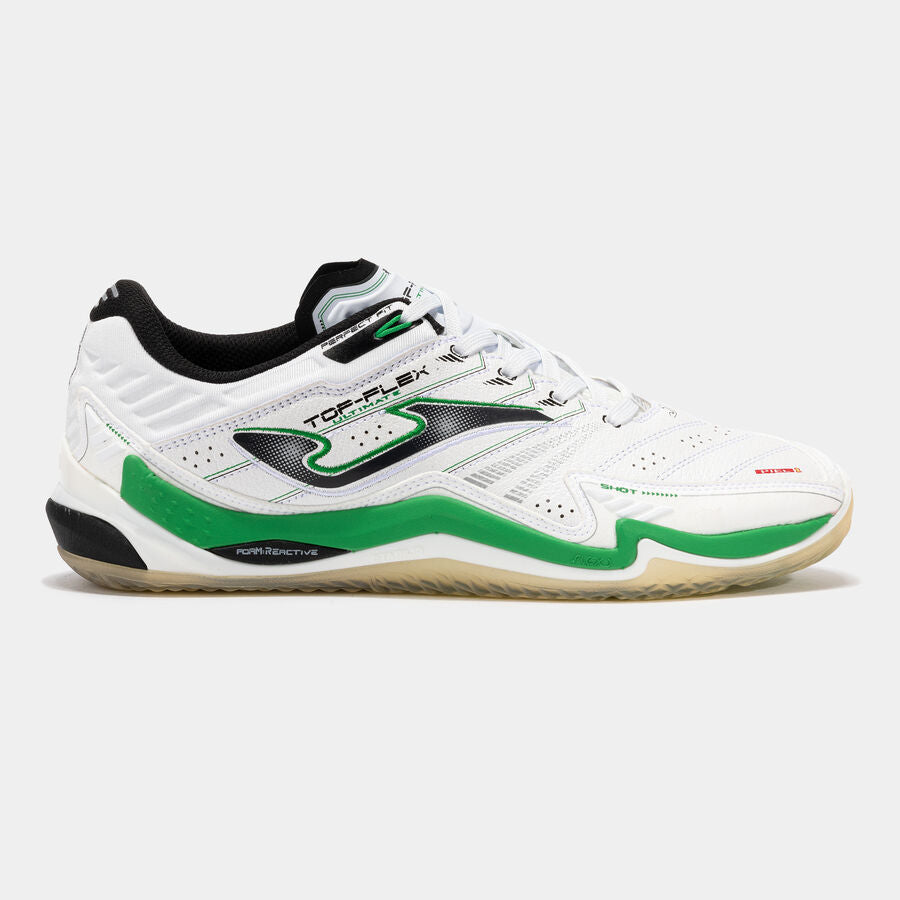 Joma scarpa da calcetto indoor da uomo Top Flex Ultimate 2502 TFUW2502IN bianco-verde