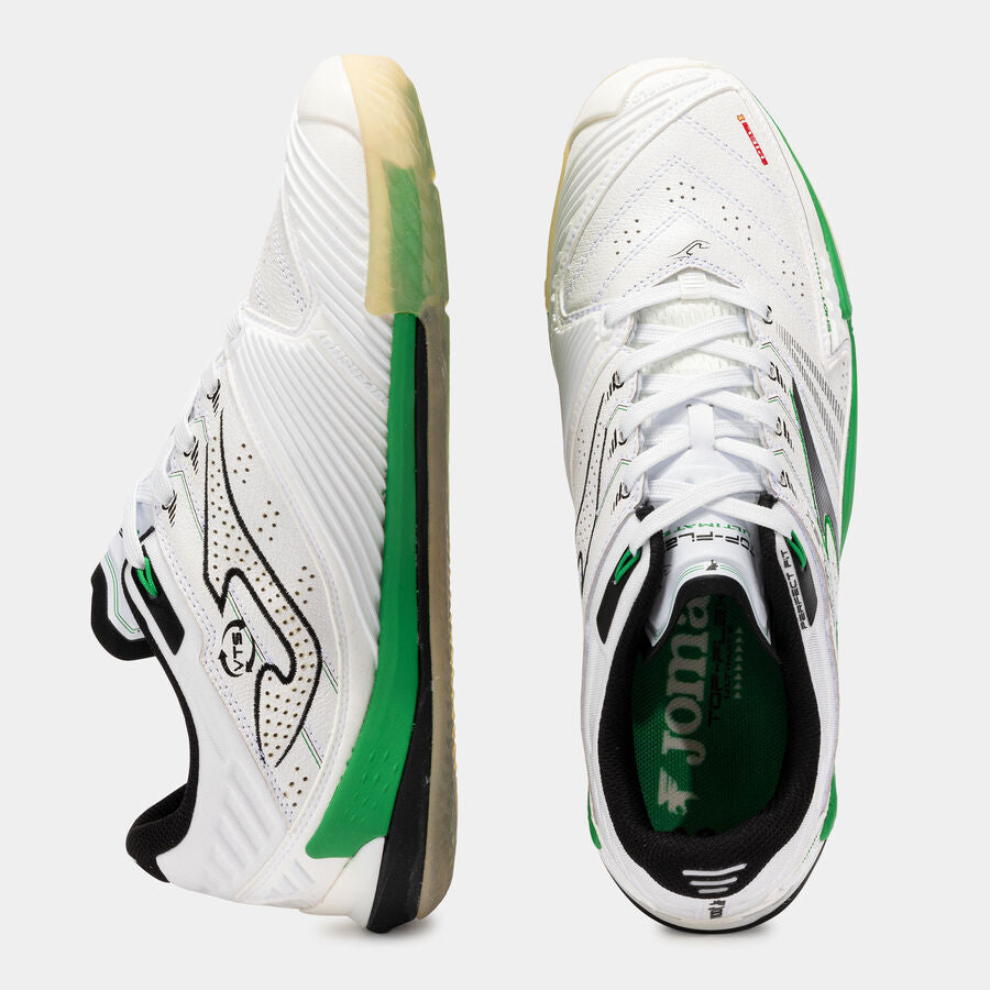 Joma scarpa da calcetto indoor da uomo Top Flex Ultimate 2502 TFUW2502IN bianco-verde