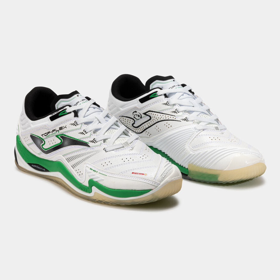 Joma scarpa da calcetto indoor da uomo Top Flex Ultimate 2502 TFUW2502IN bianco-verde