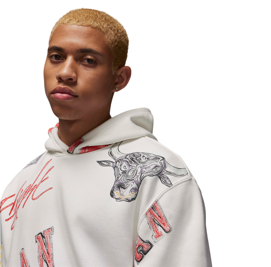 Jordan felpa con cappuccio da uomo Brooklyn FN4545-133 bianco particolare