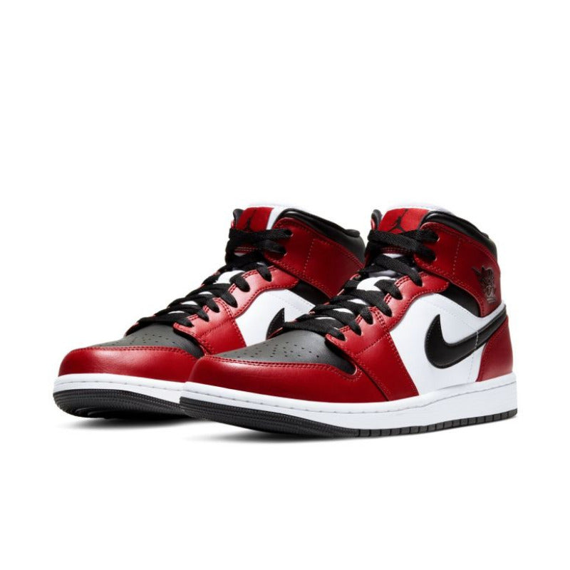 Jordan scarpa sneakers alta da uomo Air Jordan 1 Mid 554724-069 nero-rosso