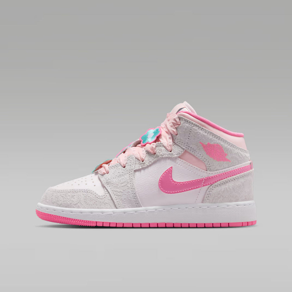 Jordan scarpa sneakers da ragazza Air Jordan 1 Mid Alt Se II0592-001 grigio-rosa