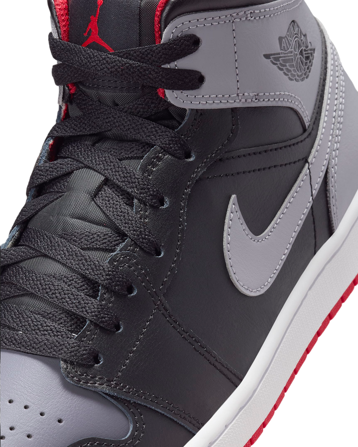 Jordan scarpa sneakers da uomo Air Jordan 1 Mid DQ8426-006 nero grigio rosso