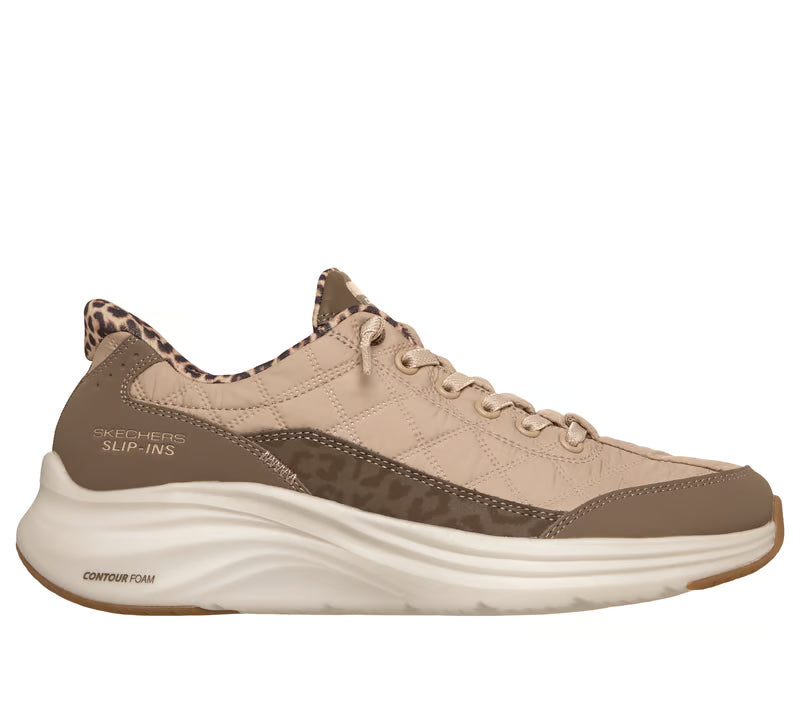 Skechers scarpa sneakers da donna Slip-ins Contour Foam Cozy Fit Leopard Dream150419-BRN marrone