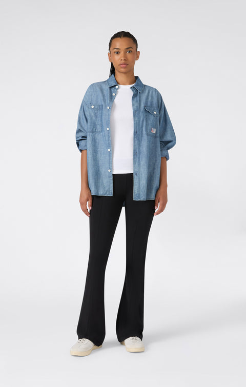 Champion pantalone sportivo donna in cotone elasticizzato Leggings Flare 118853-KK001 nero