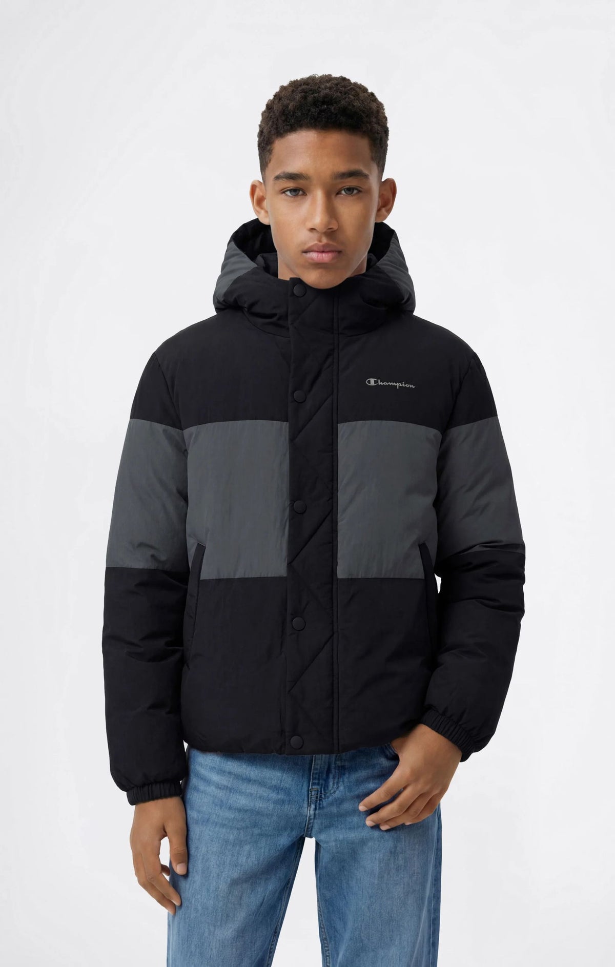 Champion Giacca da Bambini con Cappuccio Color Block 307749 KK001 Nero