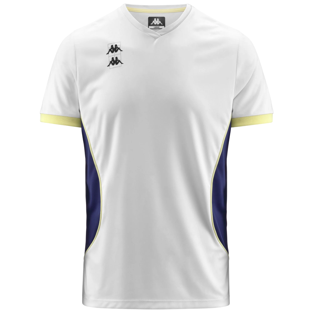 Kappa maglietta manica corta da uomo con scollo a V Kombat Padel Ghino 341U1YW A00 bianco-blu