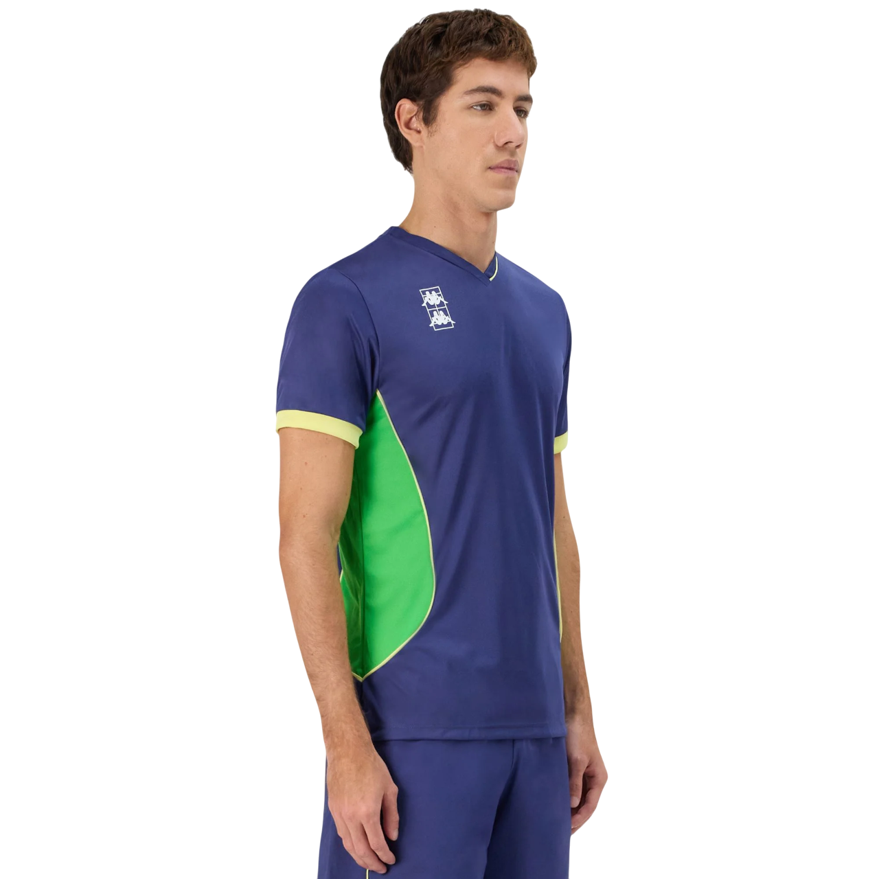 Kappa maglietta manica corta da uomo con scollo a V Kombat Padel Ghino 341U1YW A01 blu-verde