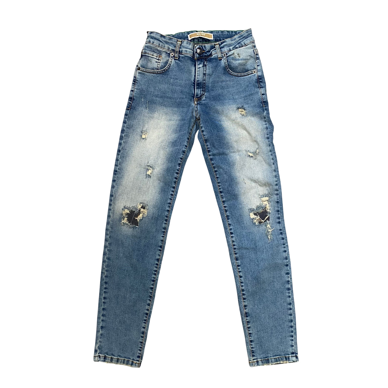 Klixs Jeans Mike 01154MR Blu Slavato - Pantalone jeans uomo slim fit strappato