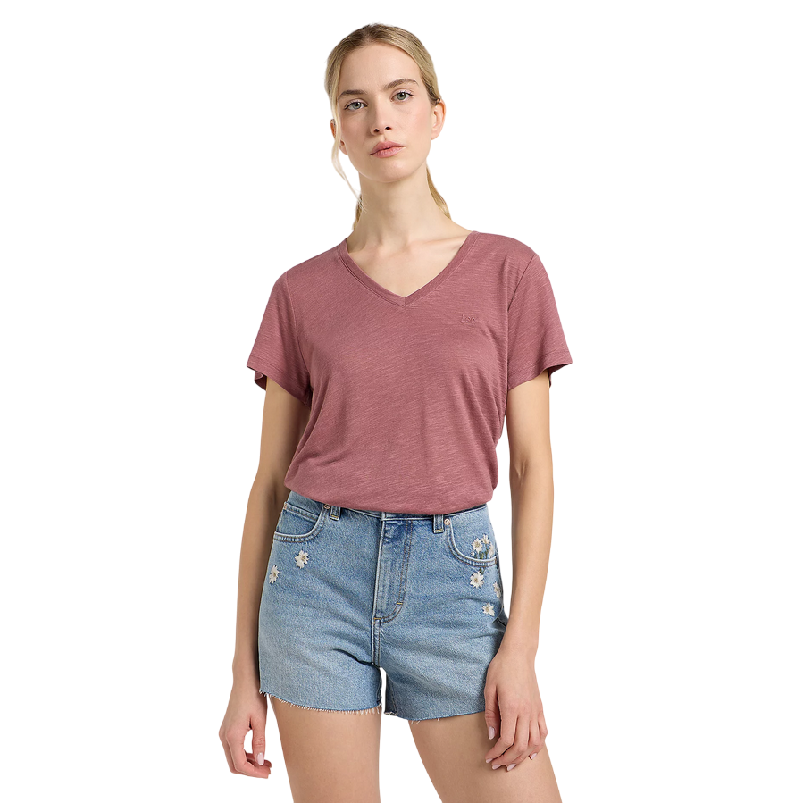 Lee maglietta manica corta con scollo a V 112363617 Henna terra rossa