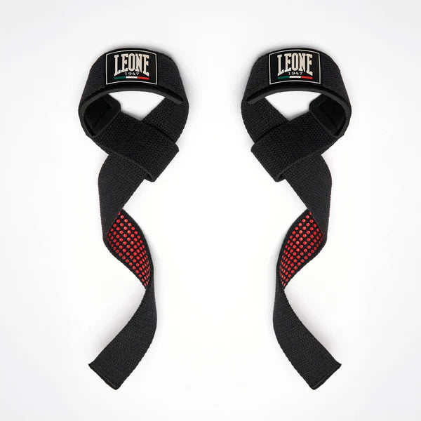 Leone Cinghie per Sollevamento AC806 Nero - Supporto Resistente per Pesi e Fitness