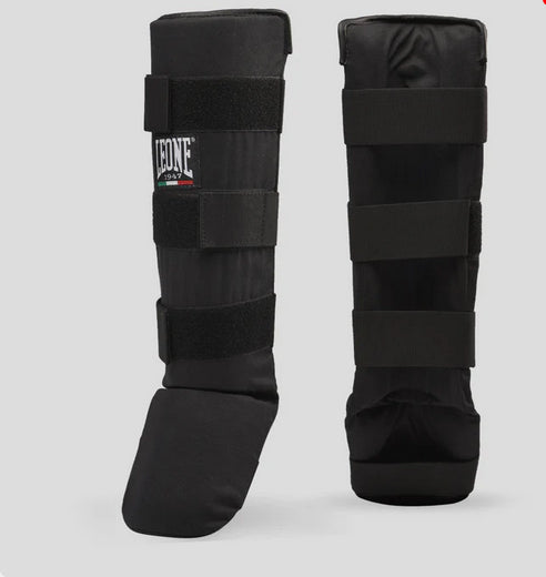 Leone Paratibia Basic PT132 Nero – Paratibia unisex, protezione allenamento, chiusura velcro regolabile