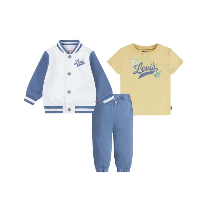 Levi's Kids completo bomber + maglietta manica corta + pantalone sportivo 6EK231-X38 blu