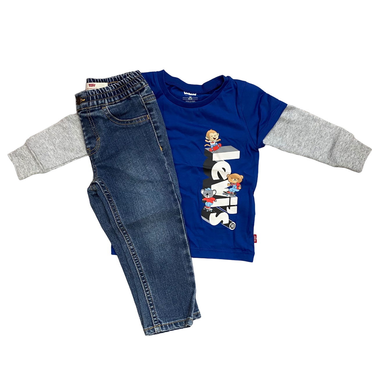 Levi's Kids completo da bambino maglietta manica lunga e pantalone jeans 6EJ099-U85 blu