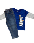 Levi's Kids completo da bambino maglietta manica lunga e pantalone jeans 6EJ099-U85 blu