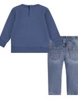 Levi's Kids completo da bimbo felpa girocollo e pantalone 6EL312 C1E indaco