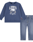 Levi's Kids completo da bimbo felpa girocollo e pantalone 6EL312 C1E indaco