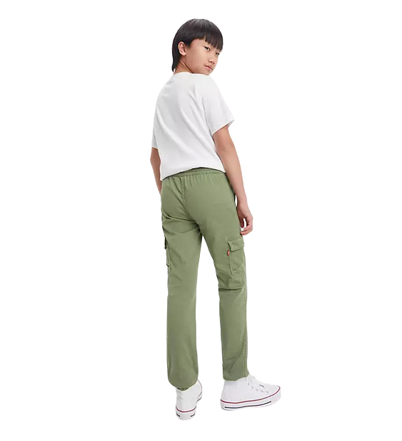Levi&#39;s Kids pantalone Cargo da bambino con elastico in vita e la fondo 9EJ115-E6U verde oliva