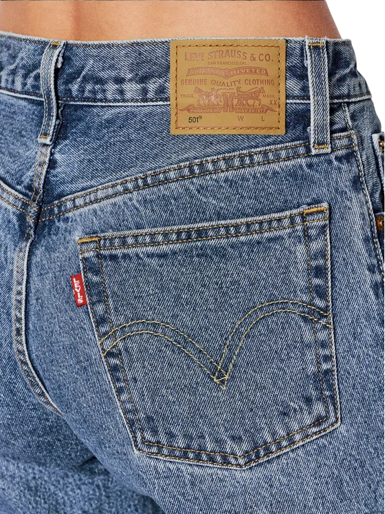 Levi's Jeans 501 Cropped Donna 36200-0236 Blu Medio Vita Alta Bottoni tasca