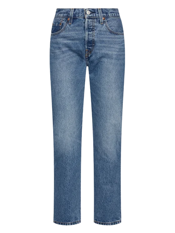 Levi's Jeans 501 Cropped Donna 36200-0236 Blu Medio Vita Alta Bottoni vista da avanti