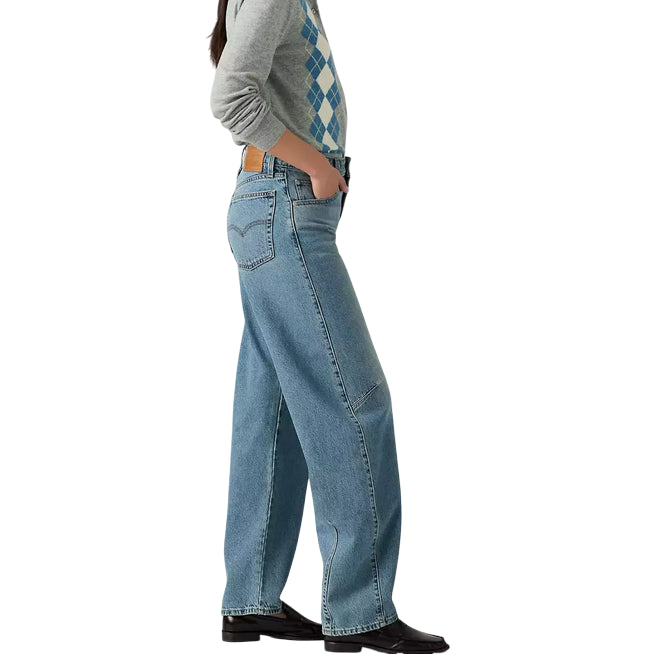 Levi’s – Jeans Donna Baggy Barrel Dad 0039A0002 Denim Blu| Loose Fit, Vita Alta, Comfort Street Vintage - laterale