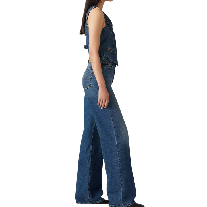 Levi’s Jeans Donna Ribcage Wide Leg A60810012 Blu – Vita Altissima, Gamba Ampia e Denim Sostenibile per Stile Iconico & Comfort Everyday - laterale