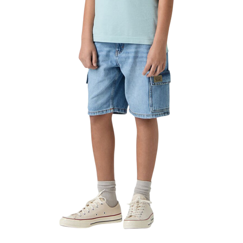 Levi's Kids pantaloncino in jeans cargo 9EM377-L9K blu medio