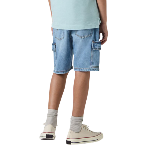 Levi's Kids pantaloncino in jeans cargo 9EM377-L9K blu medio