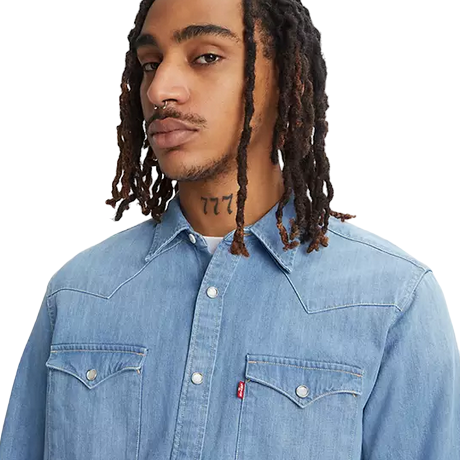 Levi's camicia da uomo in jeans a manica lunga Western Barstow 85744-0047 blu 1