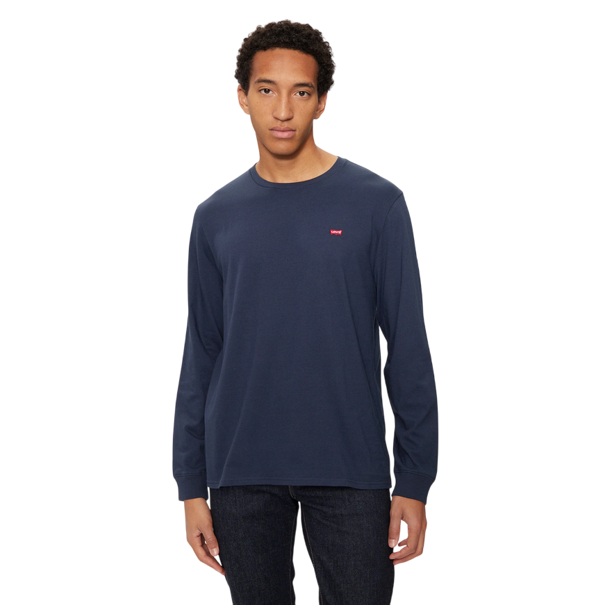 Levi's maglietta maniche lunghe da uomo in cotone logo Levi's sul petto 72848-0001 blu