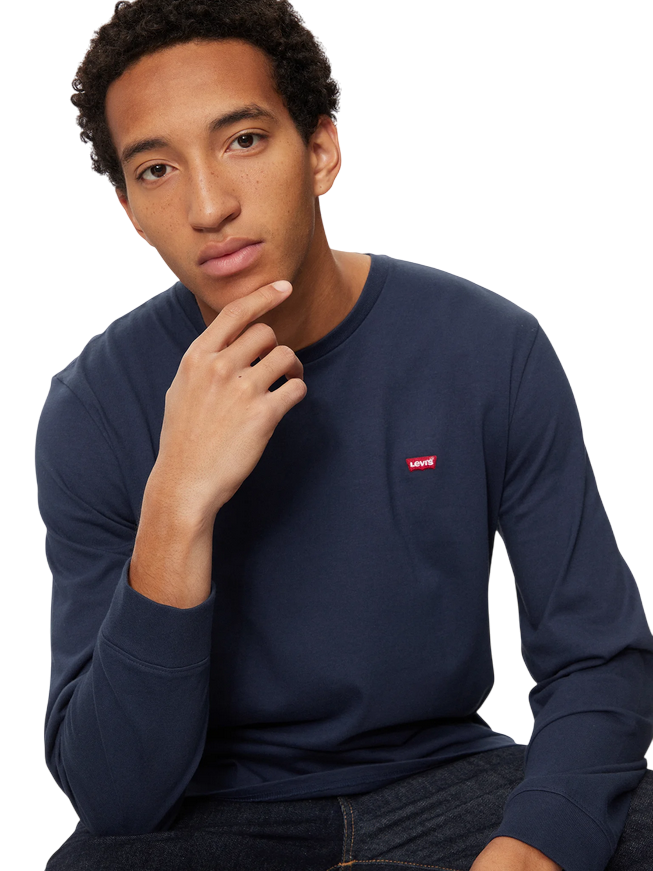 Levi's maglietta maniche lunghe da uomo in cotone logo Levi's sul petto 72848-0001 blu